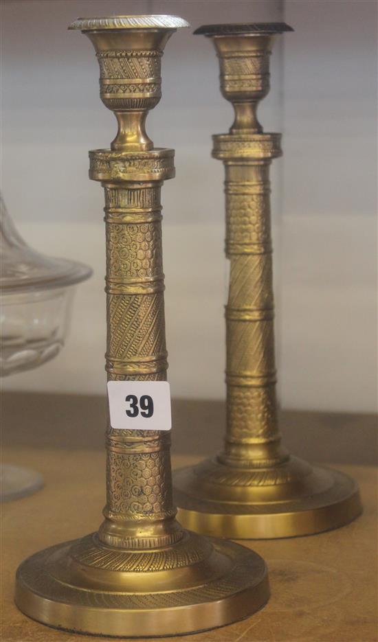 Pair French style brass candlesticks
